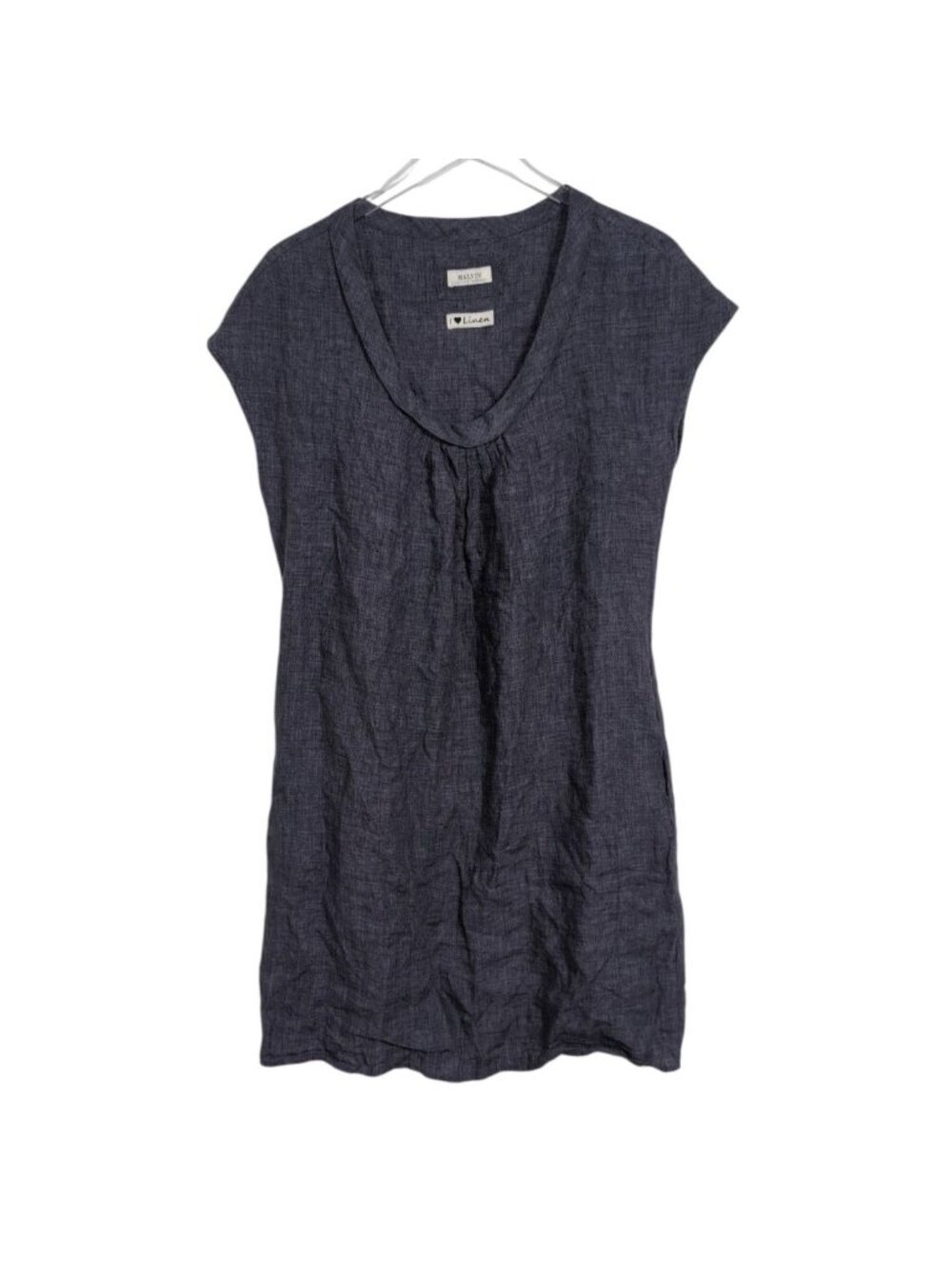 Malvin 100% Linen Dress Womens Size Medium Blue Lightweight Minimalist Pullover